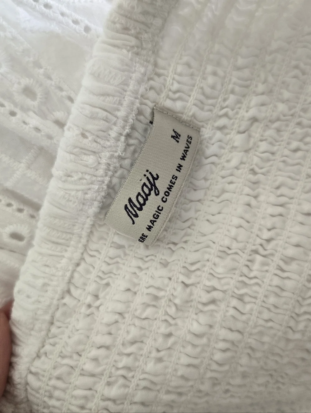 Maaji Eyelet White Cotton Boho Maxi Skirt, M - Picture 9 of 11